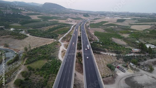 4K Aerial Drone view Mersin Viaduct.Turkey. photo