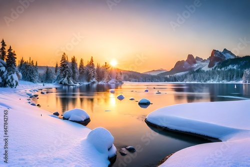 winter sunset in the city of ice © Image Studio