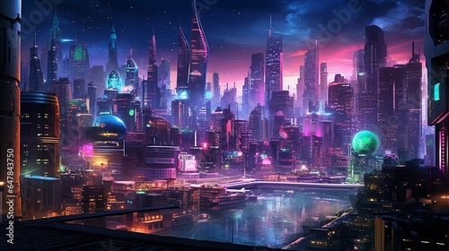 city skyline at night © Muslim