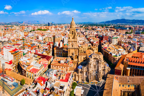 Saint Mary Cathedral aerial panoramic view in Murcia photo