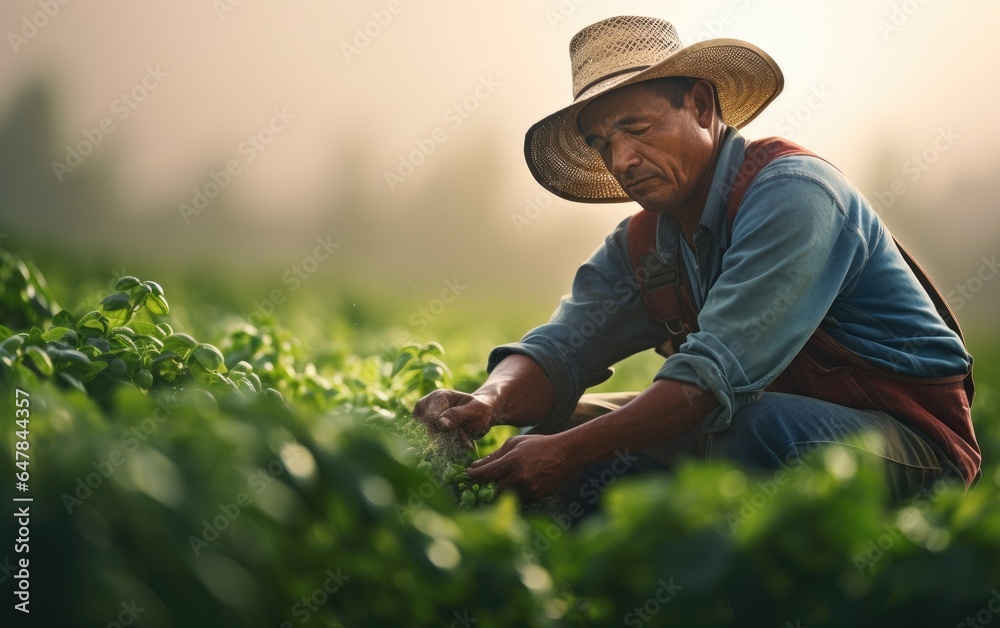 A farmer harvesting crops. Generative AI