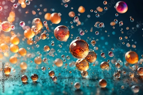background of drops of water and bubbles, generative AI