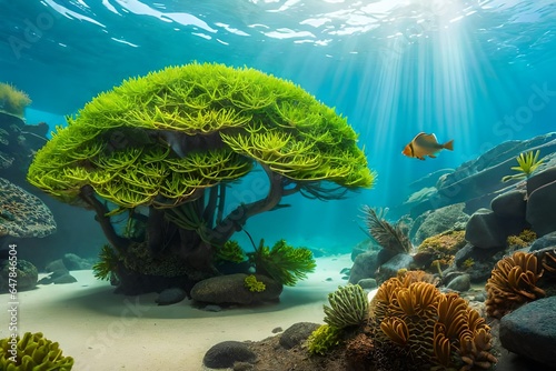 tropical coral reef with fishes