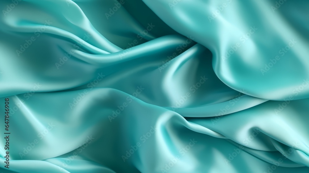 Aquamarine silk elegance. Wavy soft and shiny. A designer's backdrop.
