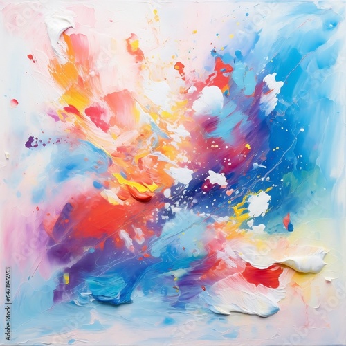 Colorful abstract painting with paint splashes, in the style of impressionist atmospheric