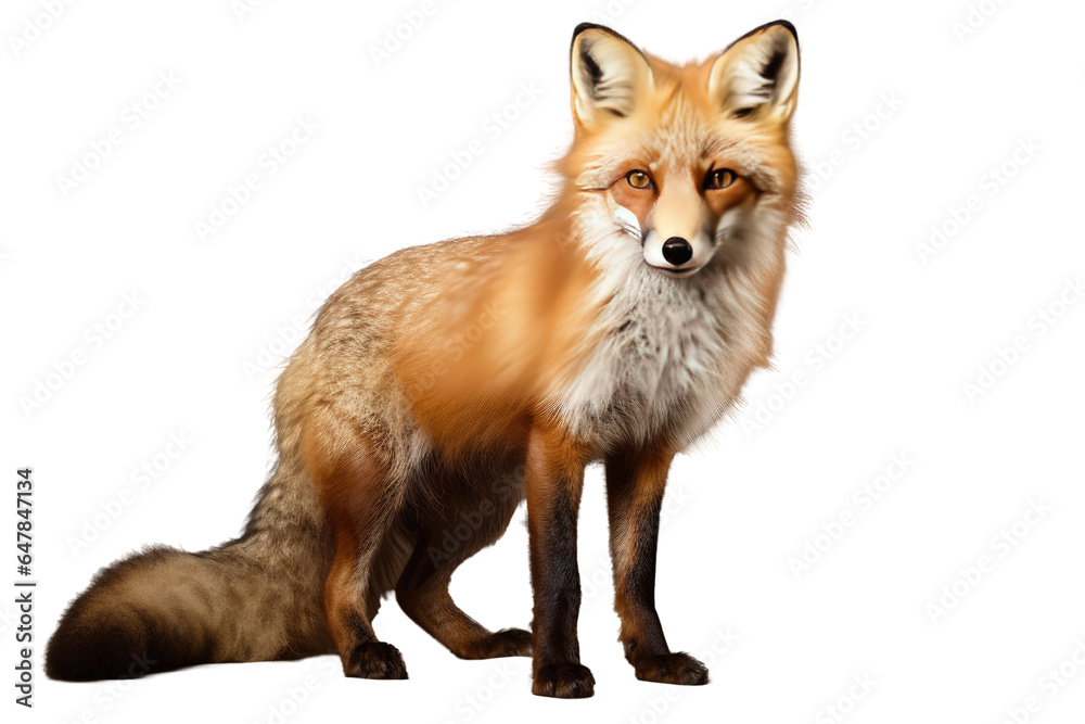 Fototapeta premium Red fox, looking in to camera, full body