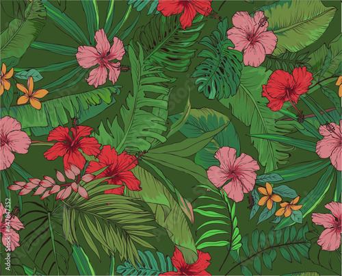 tropic summer floral background