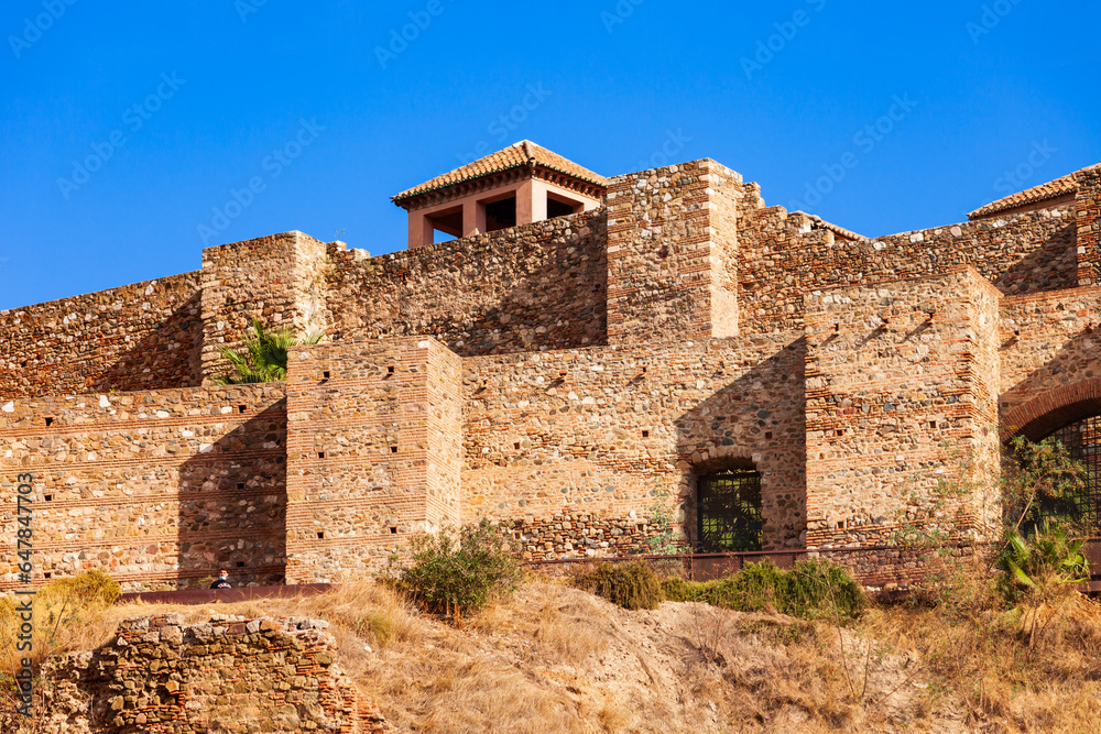 Alcazaba Fortress close-up view in Malaga, Spain