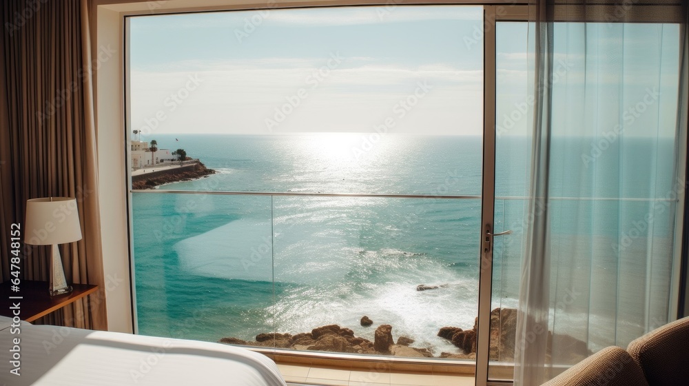 View from a luxury hotel overlooking the sea