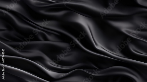 Black fabric allure. Gentle wavy and shiny. A backdrop for design dreams. Dive into elegance.
