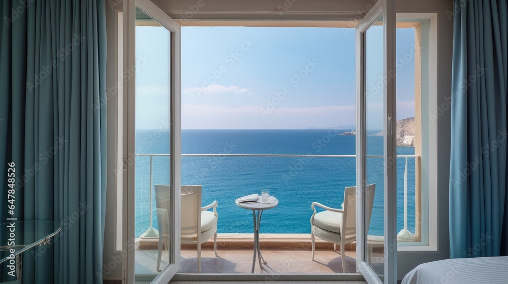 View from a luxury hotel overlooking the sea