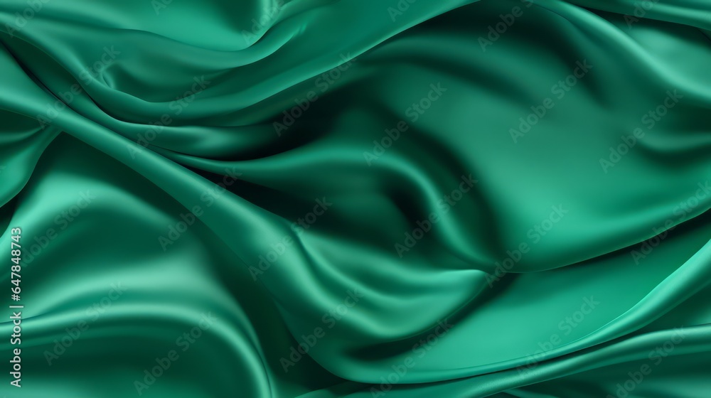 Fototapeta premium Waves of emerald wonder. Silky smooth and shiny. A touch of elegance in every design. Dive into sophistication.