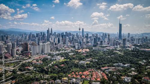 The aerial view of Kuala Lumpur in Asia