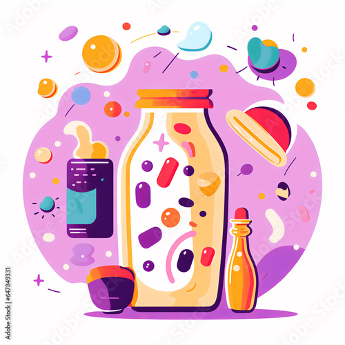 Whimsical and Sleek Milk Illustration in Minimalist and Colorful Style