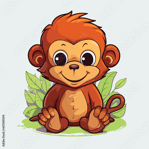 Orangutan tshirt design graphic, cute happy kawaii style photo