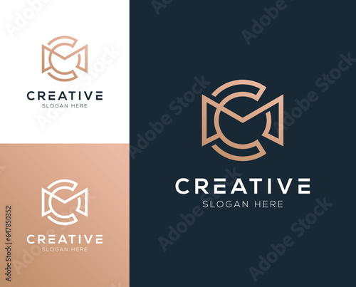 Abstract Initial CM MC logo design vector illustration