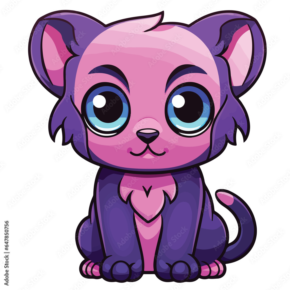 Fototapeta premium Panther tshirt design graphic, cute happy kawaii style