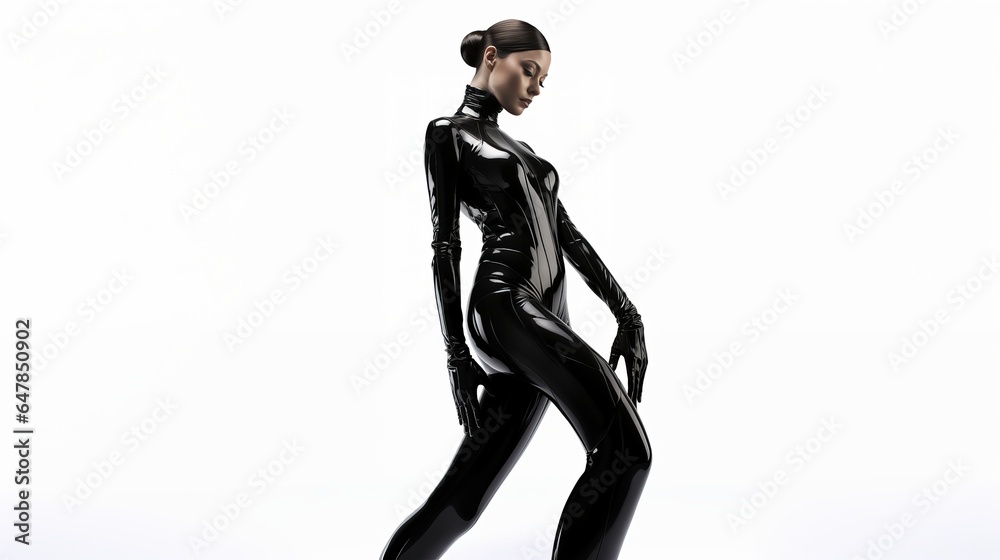 A female model in black suits A female model in black suits