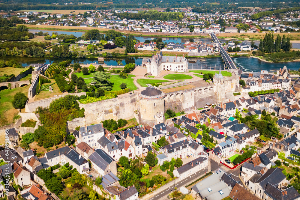 Amboise city aerial view, France