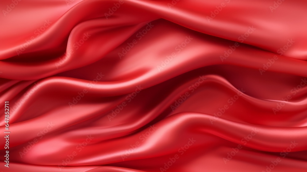 Red satin panorama. Lustrous luxury. Waves of beauty. Perfect for designs.
