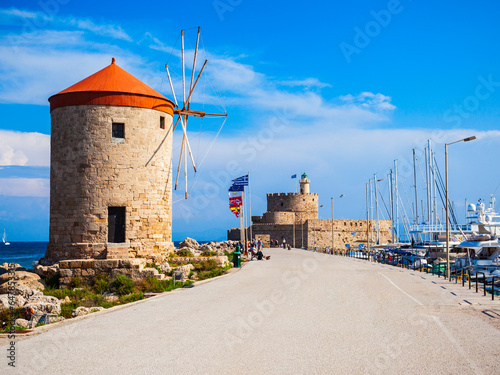 Windmills in Rhodes island, Greece