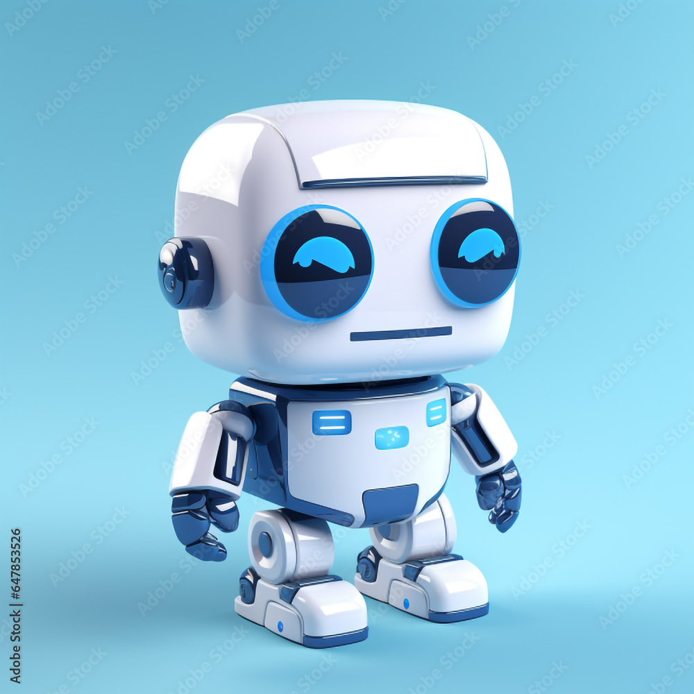3d blue robot, clear background 3d blue robot, clear background