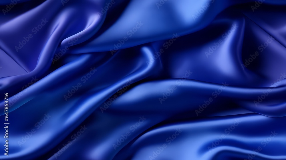 Fototapeta premium Royal blue satin beauty. Lustrous waves. Perfect for masterpieces. A touch of the ocean.