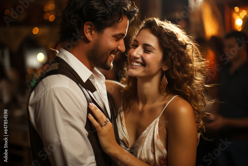 Young couple date in cafe bar restaurant and laugh. Happy student lifestyle job girl laughing chatting cheerful smiling. Girlfriend and boyfriend dating to build a family. Love, romance fun concept