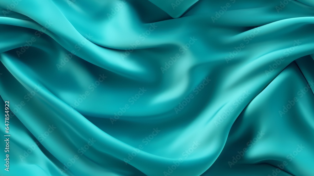 Obraz premium Turquoise fabric tales. Gentle waves on a smooth surface. Luxury with a tropical touch. Perfect for sophisticated designs.