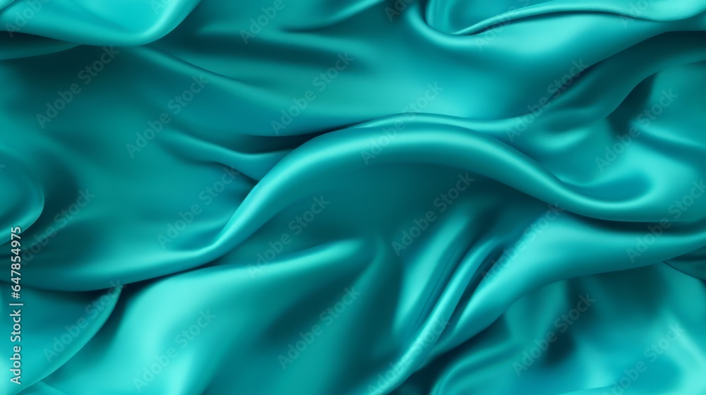 Fototapeta premium Turquoise beauty in every fold. Waves of satin elegance. Perfect for serene occasions. A touch of the tropics.
