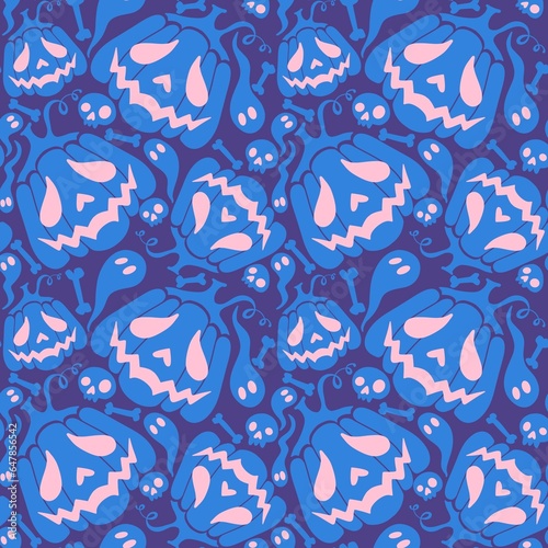 Wallpaper Mural Halloween monsters seamless pumpkins pattern for autumn wrapping paper and fabrics and kids clothes print Torontodigital.ca