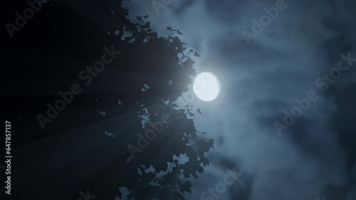 Spooky Dark Mystery Night Mood Of Full Moon Planet In Space Universe