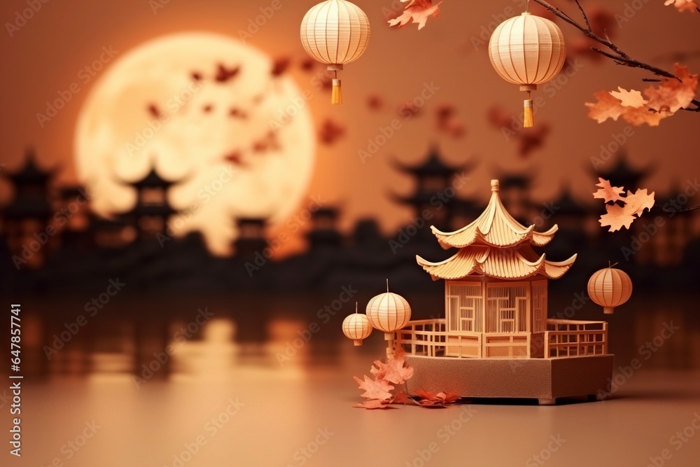 Mid autumn festival background, generative ai