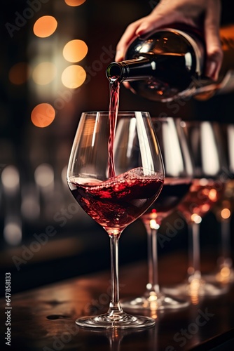 waiter pouring red wine into a glass