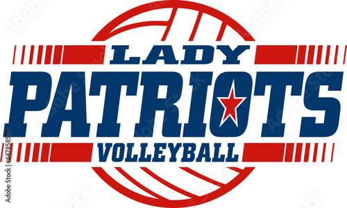 lady patriots volleyball team design with ball for school, college or league sports