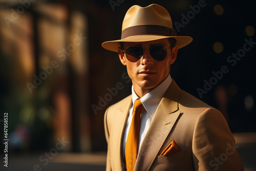 Portrait of a gentleman, stylish serious man, elegant luxurious suit, confident look, beautiful pose, suite impeccably richly .