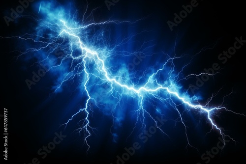 An image depicting a vibrant blue lightning bolt. Generative AI © Fable
