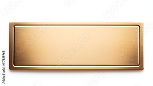 a gold rectangular sign with a white background