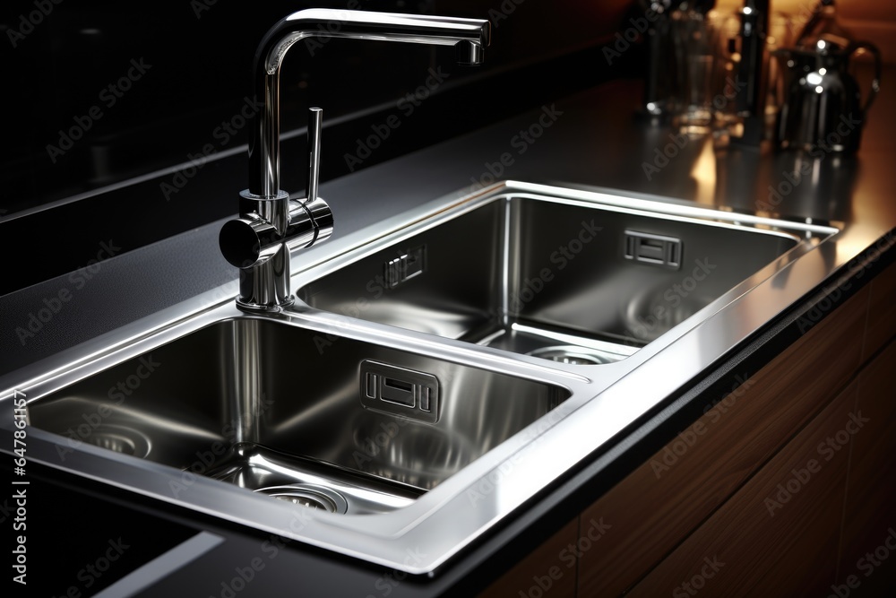Stainless Steel Sink in a Modern Kitchen Stainless Steel Sink in a Modern Kitchen