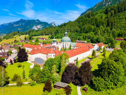 Ettal Abbey aerial panoramic view, Germany photo