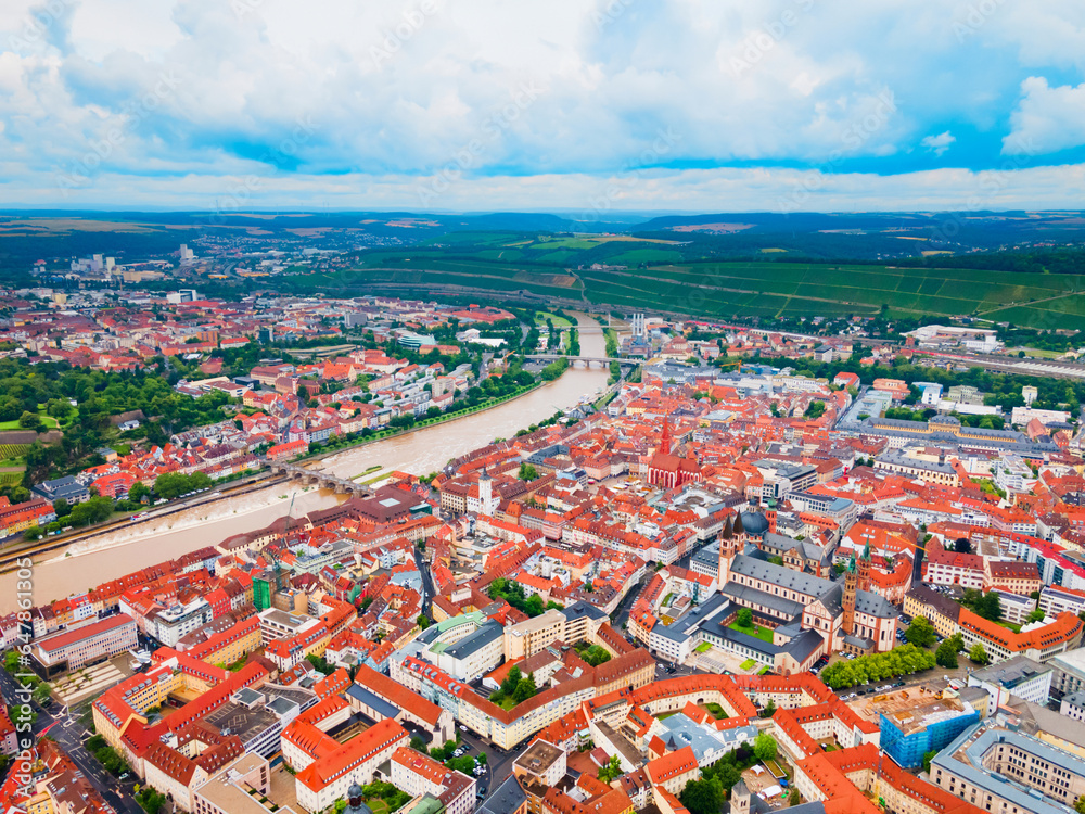 Wurzburg old town aerial panoramic view