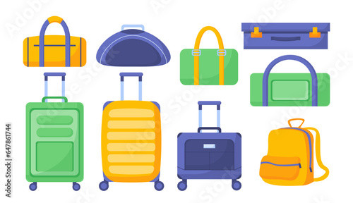 Set of bags for travel vector