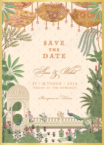Fotografia, Obraz Traditional Indian Wedding Invitation Card Design