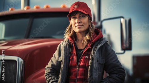 Portrait of a middle-aged female truck driver © Krtola 