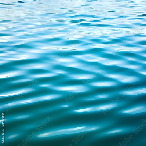 Blue green water. Ripples. Reflection of light. Little waves. Gradient. Dark teal color sea surface. Background with space for design.