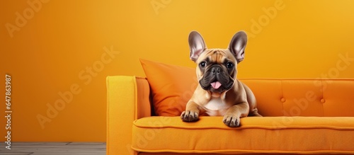 French Bulldog on a couch in a living room © AkuAku