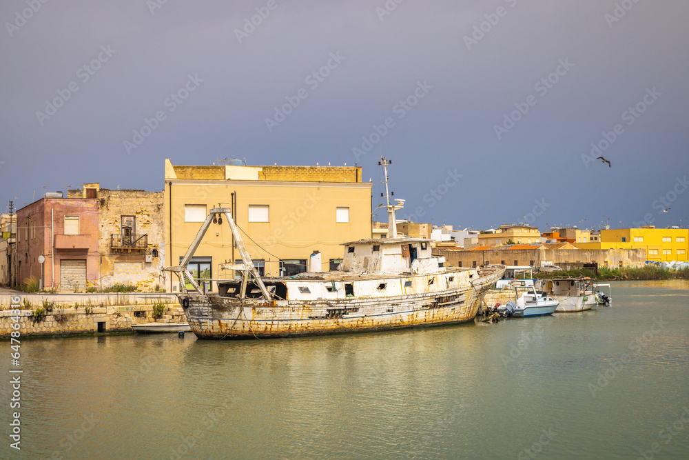 Sea channel of Mazara del Vallo, town in southwestern of Sicily, Italy, Europe.