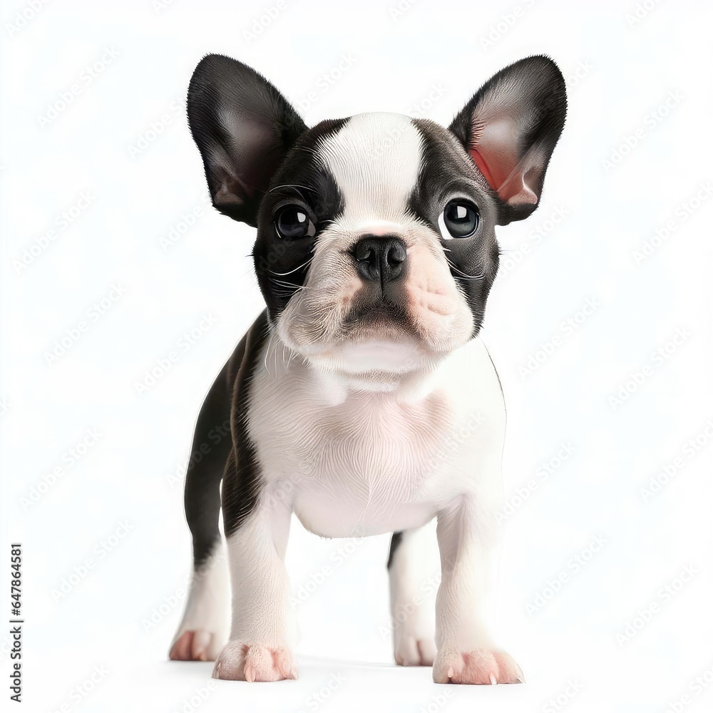 Baby Boston Terrier's Fluffy Ears, Generative AI