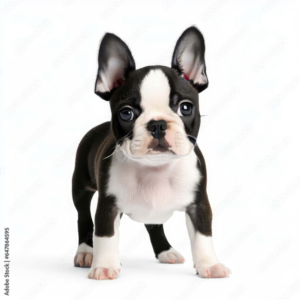 Baby Boston Terrier's Loving Puppy Eyes, Generative AI