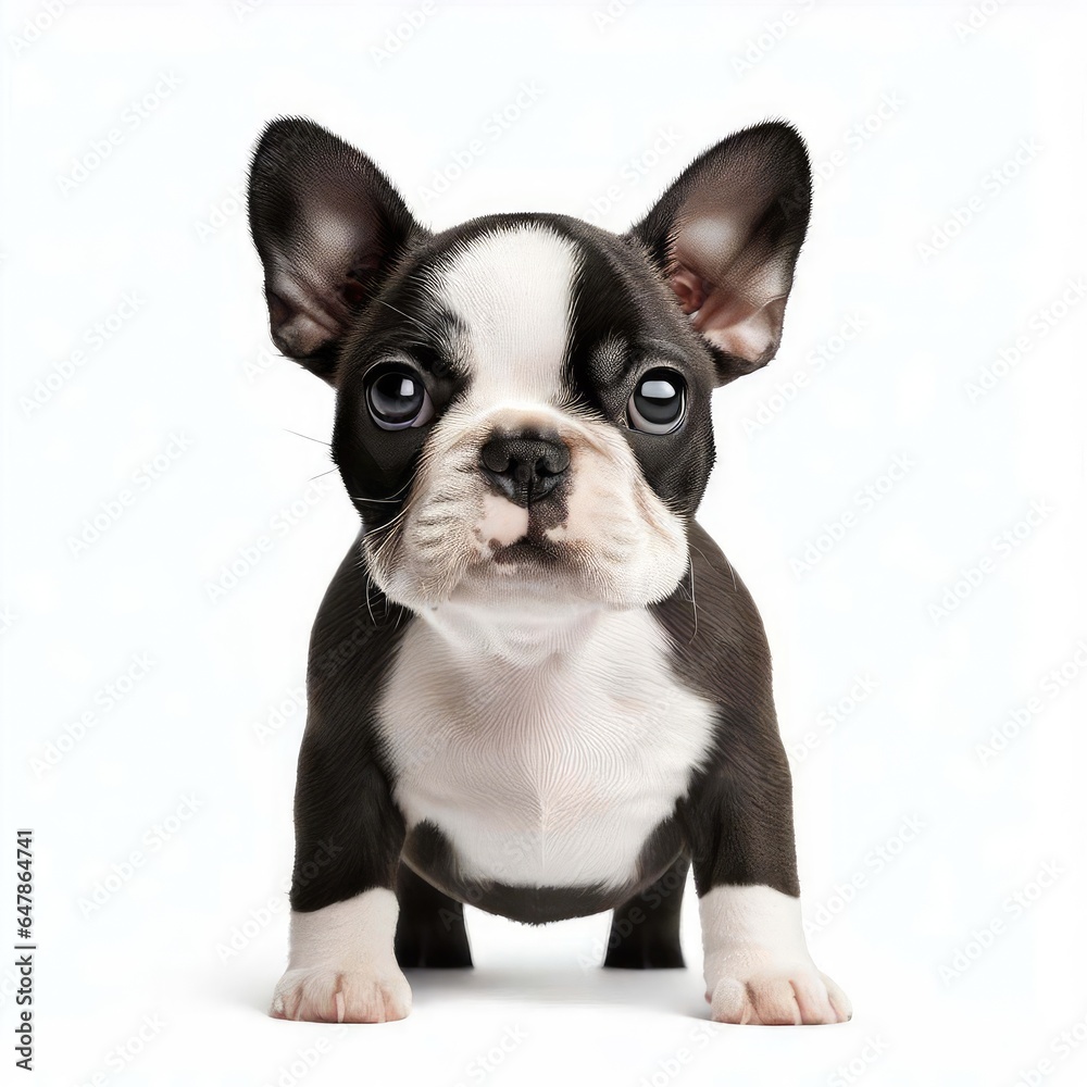 Beautiful Baby Boston Terrier Portrait, Generative AI